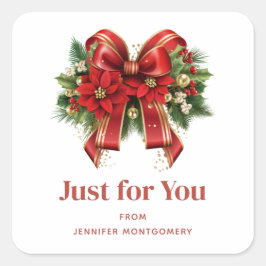 Adesivo Quadrado Arco de Natal Festivo Vermelho e Dourado