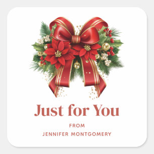 Adesivo Quadrado Arco de Natal Festivo Vermelho e Dourado