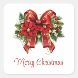 Adesivo Quadrado Arco de Natal Vermelho e Dourado Festivo