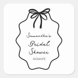 Adesivo Quadrado Arco de Noiva Coquette Desenhado à Mão 