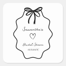 Adesivo Quadrado Arco de Noiva Coquette Desenhado à Mão