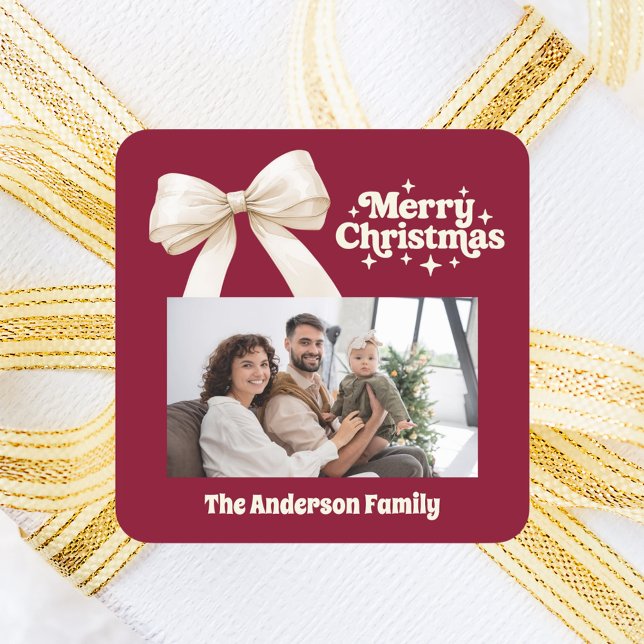 Adesivo Quadrado Arco de sorvete de foto borda retro Natal (Criador carregado)