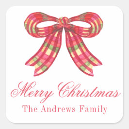 Adesivo Quadrado Arco de Xadrez de Natal com Aquarela