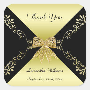 Adesivo Quadrado Arco Dourado e preto - Obrigado