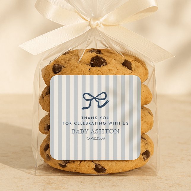 Adesivo Quadrado Arco e Chá de fraldas de faixas azuis francês (Criador carregado)