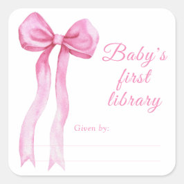 Adesivo Quadrado Arco - Ex-libris para chá de bebê, livros para beb