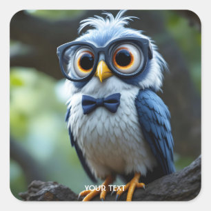 Adesivo Quadrado Arco Fantasy Cute Owl Glass