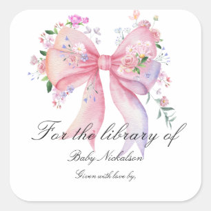 Adesivo Quadrado Arco floral Baby shower - para a biblioteca de