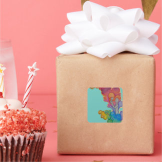 Adesivo Quadrado Arco-Íris após o Vinheta de Tempestade