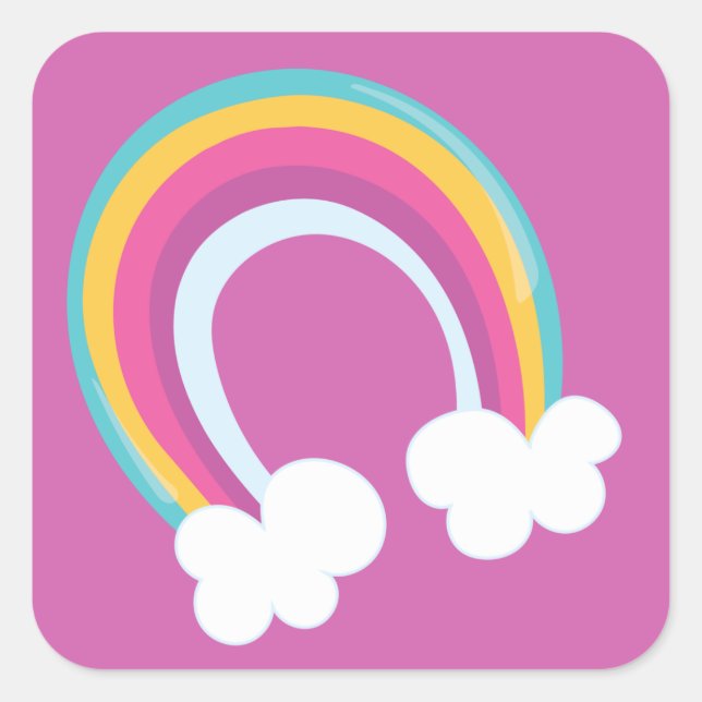 Adesivo Quadrado Arco-íris bonito (Frente)