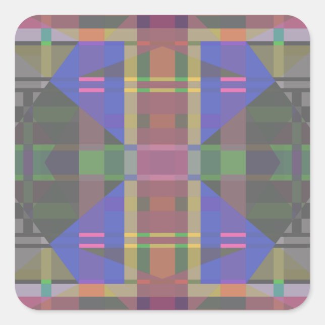 Adesivo Quadrado Arco-Íris Colorido Pastel Geométrico (Frente)
