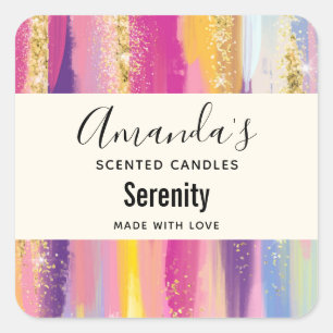 Adesivo Quadrado Arco-íris com o poço de velas Douradas com Faux