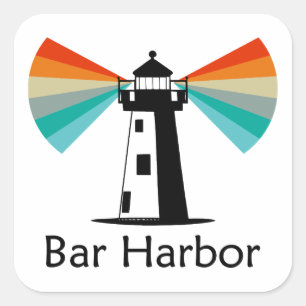 Adesivo Quadrado Arco-íris do Farol de Bar Harbor Maine