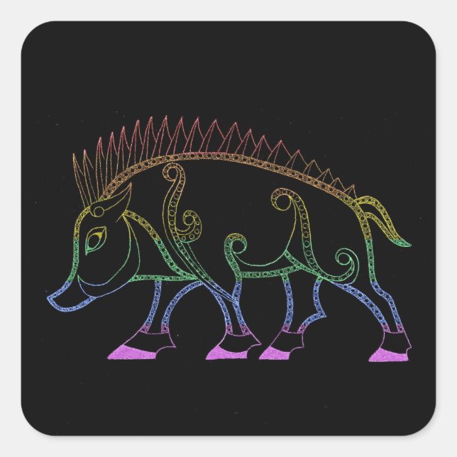 Adesivo Quadrado Arco-Íris Escuro (Frente)