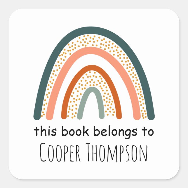 Adesivo Quadrado Arco-íris este livro pertence à livraria infantil (Frente)