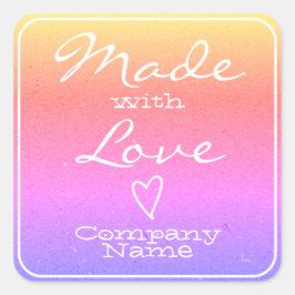 Adesivo Quadrado Arco-Íris feito com Rótulos de Amor Coração de Pap