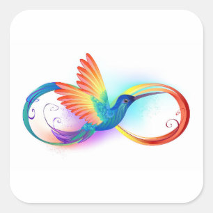 Adesivo Quadrado Arco-íris Hummingbird com símbolo Infinito