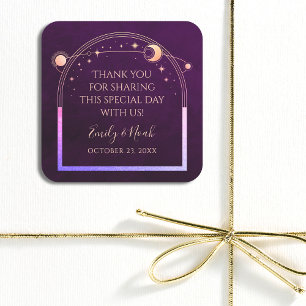 Adesivo Quadrado Arco-Íris Místico Profundo Solar Sol Lua Estrelas 