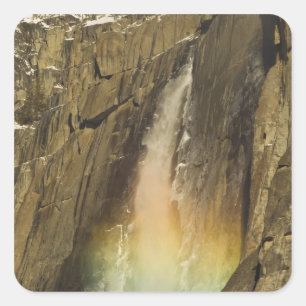Adesivo Quadrado Arco-íris na Cachoeira Superior de Yosemite em Yos