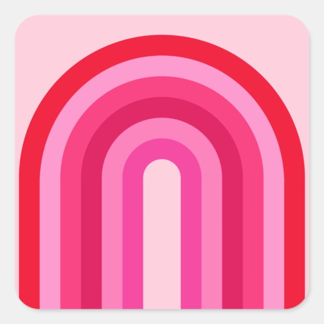 Adesivo Quadrado Arco-Íris Retroativo, Rosa E Vermelho (Frente)