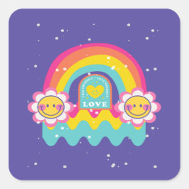 Adesivo Quadrado Arco-íris se ame