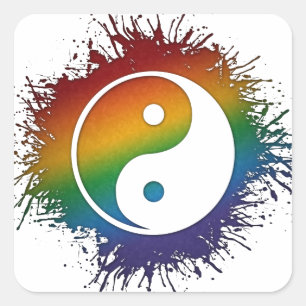 Adesivo Quadrado Arco-íris Yin e Yang