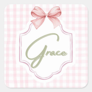 Adesivo Quadrado Arco Personalizado de Enfermeira Grace Baby Girl &