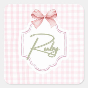 Adesivo Quadrado Arco Personalizado de Enfermeira Ruby Baby Girl &G