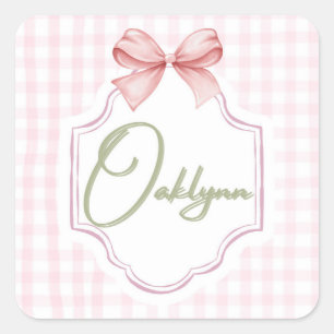 Adesivo Quadrado Arco Personalizado de Nursário de Oaklynn Baby Gir