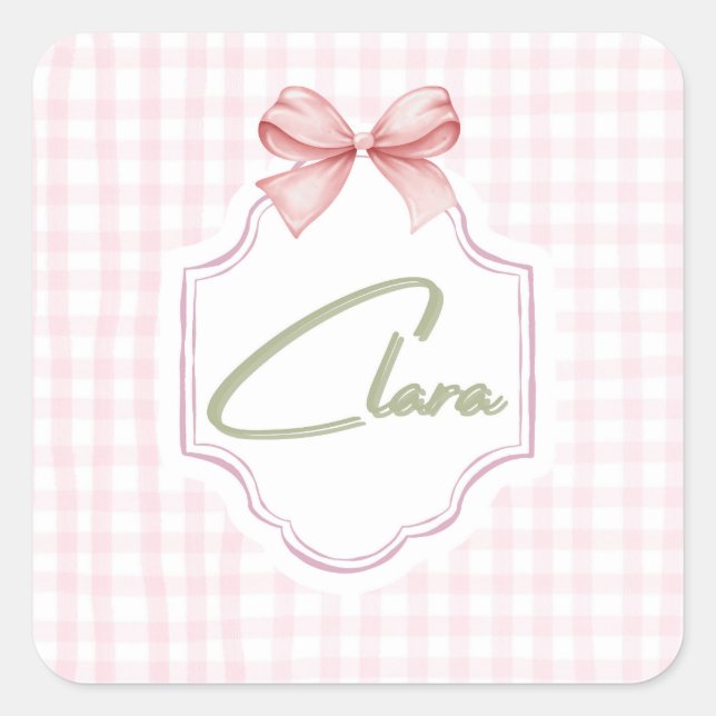 Adesivo Quadrado Arco Personalizado de Nursery Clara Baby Girl &Gin (Frente)