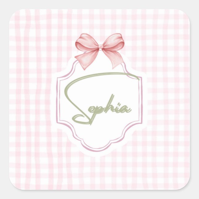 Adesivo Quadrado Arco Personalizado Sophia Baby Girl &Gingham (Frente)