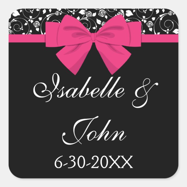 Adesivo Quadrado Arco Rosa Preto e Branco (Frente)