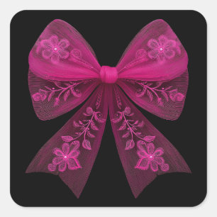 Adesivo Quadrado Arco rosa-quente elegante com Design de rendas