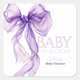 Adesivo Quadrado Arco Roxo Aquarela Bebê Em Chá de fraldas De Sangu