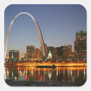 Adesivo Quadrado Arco St Louis Mississippi da entrada na noite