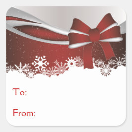 Adesivo Quadrado Arco Vermelho com Flocos de Neve