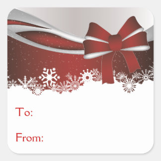Adesivo Quadrado Arco Vermelho com Flocos de Neve