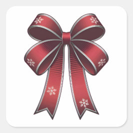 Adesivo Quadrado Arco Vermelho Coquette Natal Com Flocos De Neve