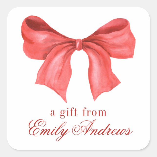 Adesivo Quadrado Arco Vermelho de Aquarela (Frente)