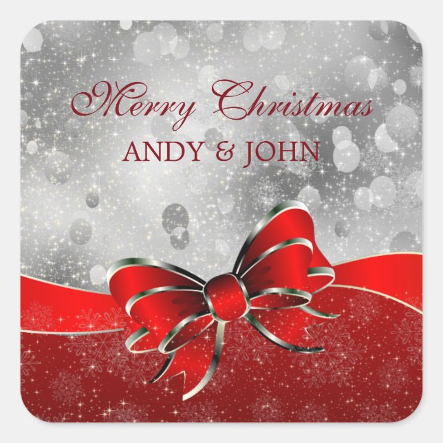 Adesivo Quadrado Arco Vermelho E Prata (Frente)