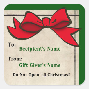 Adesivo Quadrado Arco Vermelho (Personalizado) Para Vinheta Natal