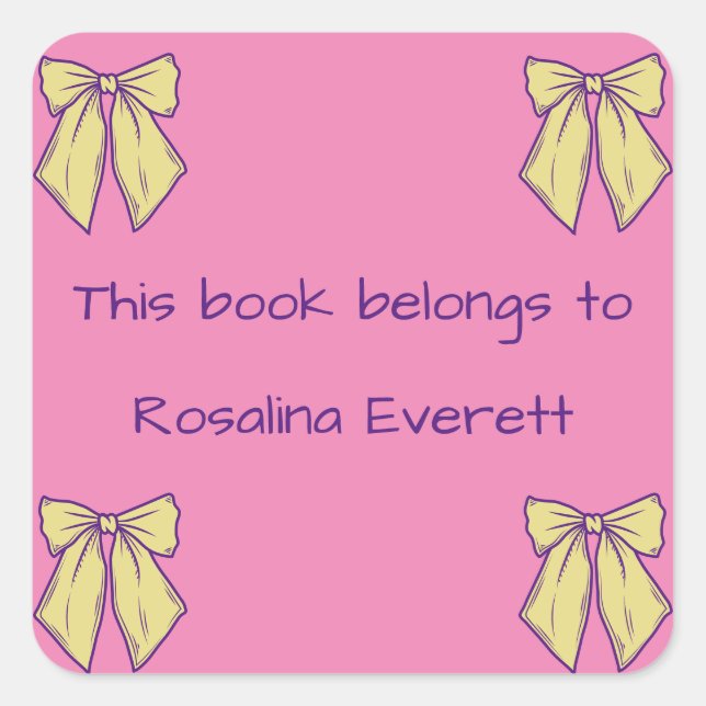 Adesivo Quadrado Arcos Amarelos e Rosa Bonitos Nomes Meninas Crianç (Frente)