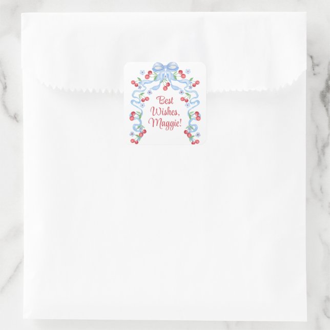 Adesivo Quadrado Arcos de Cereja Grandmillennial Aquarela (Bolsa)