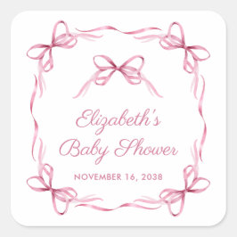 Adesivo Quadrado Arcos de coquete elegantes Chá de menina rosa