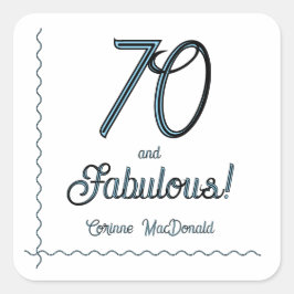 Adesivo Quadrado Arctic Blue Seventy and Fabulous 70th Birthday