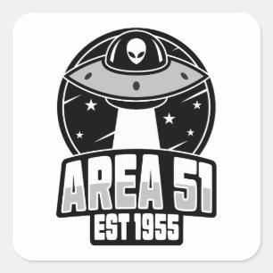 Adesivo Quadrado Área de corte 51 Alienígena retrô do espaçamento