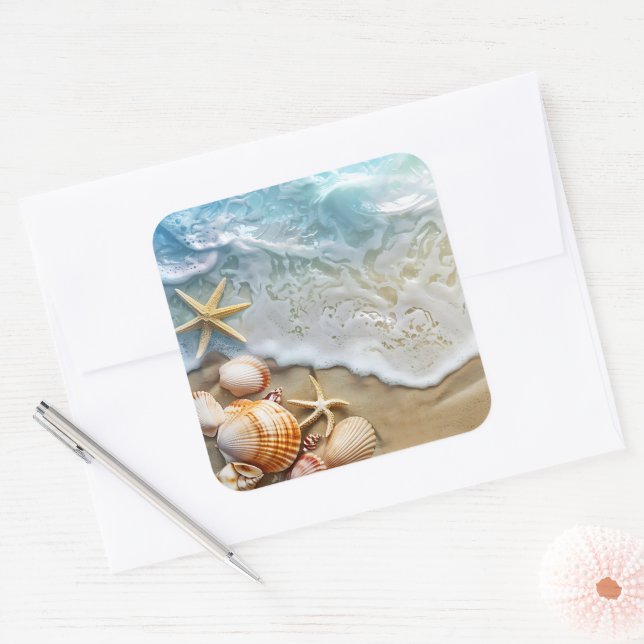 Adesivo Quadrado Areia e mar (Envelope)