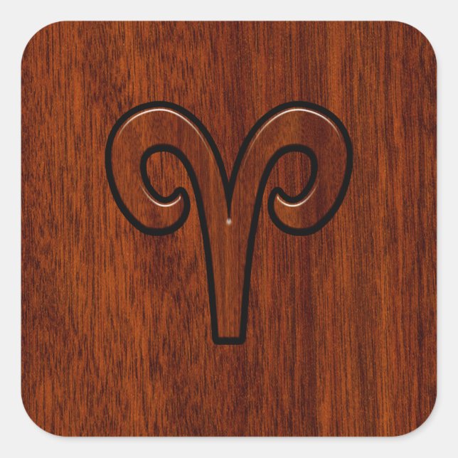 Adesivo Quadrado Aries assine Mahogany como impressão decor (Frente)