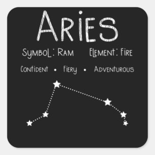 Adesivo Quadrado Aries Horoscope Astrology - Sinal de Estrela - Pre