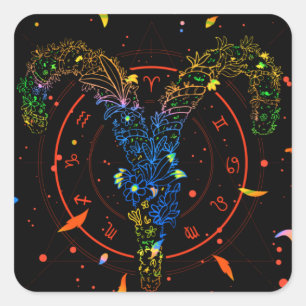 Adesivo Quadrado Aries Símbolo Astrológico Design